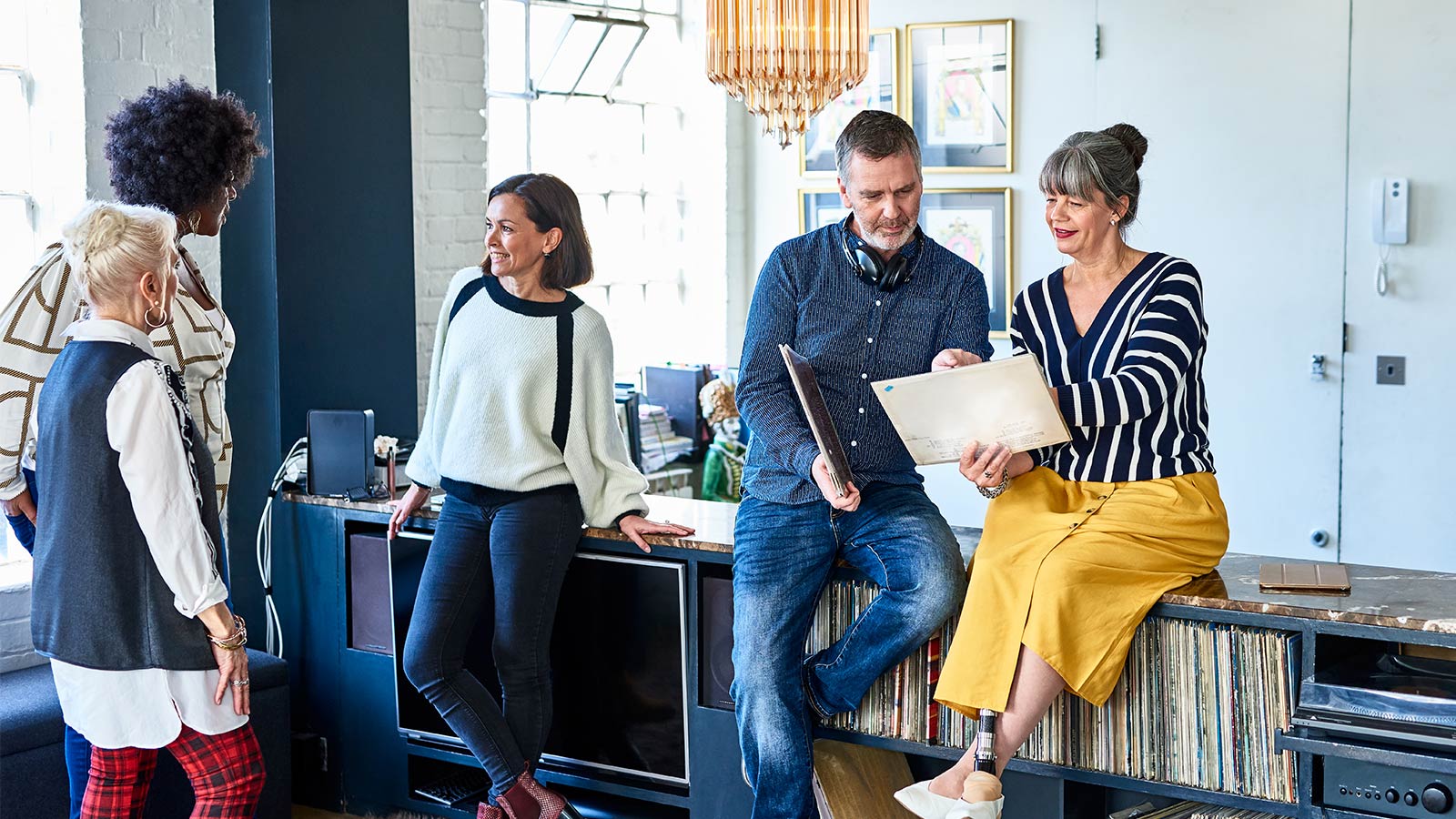 Social gathering of people at work